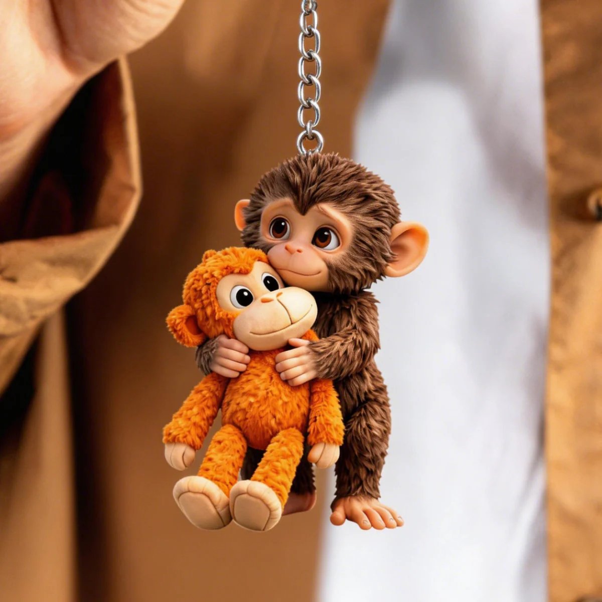 🐵💕Monkey Hugging Monkey Acrylic Keychain