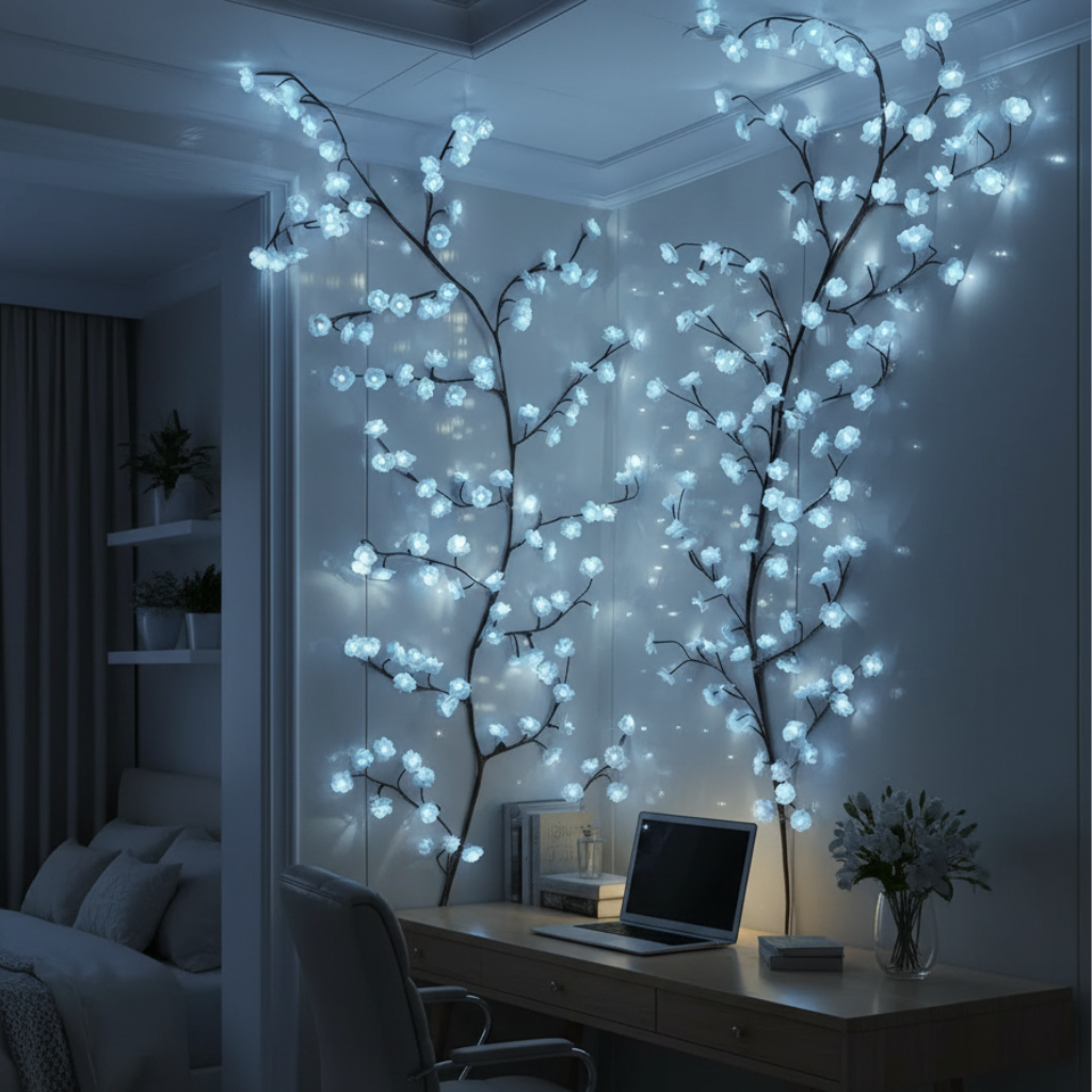 🌸 DIY Enchanted Cherry Vine Lights – 7.55FT 8 Modes Remote for Home Decor✨