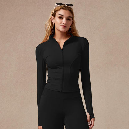 New Stand-Up Neck Covering Yoga Coat for Women