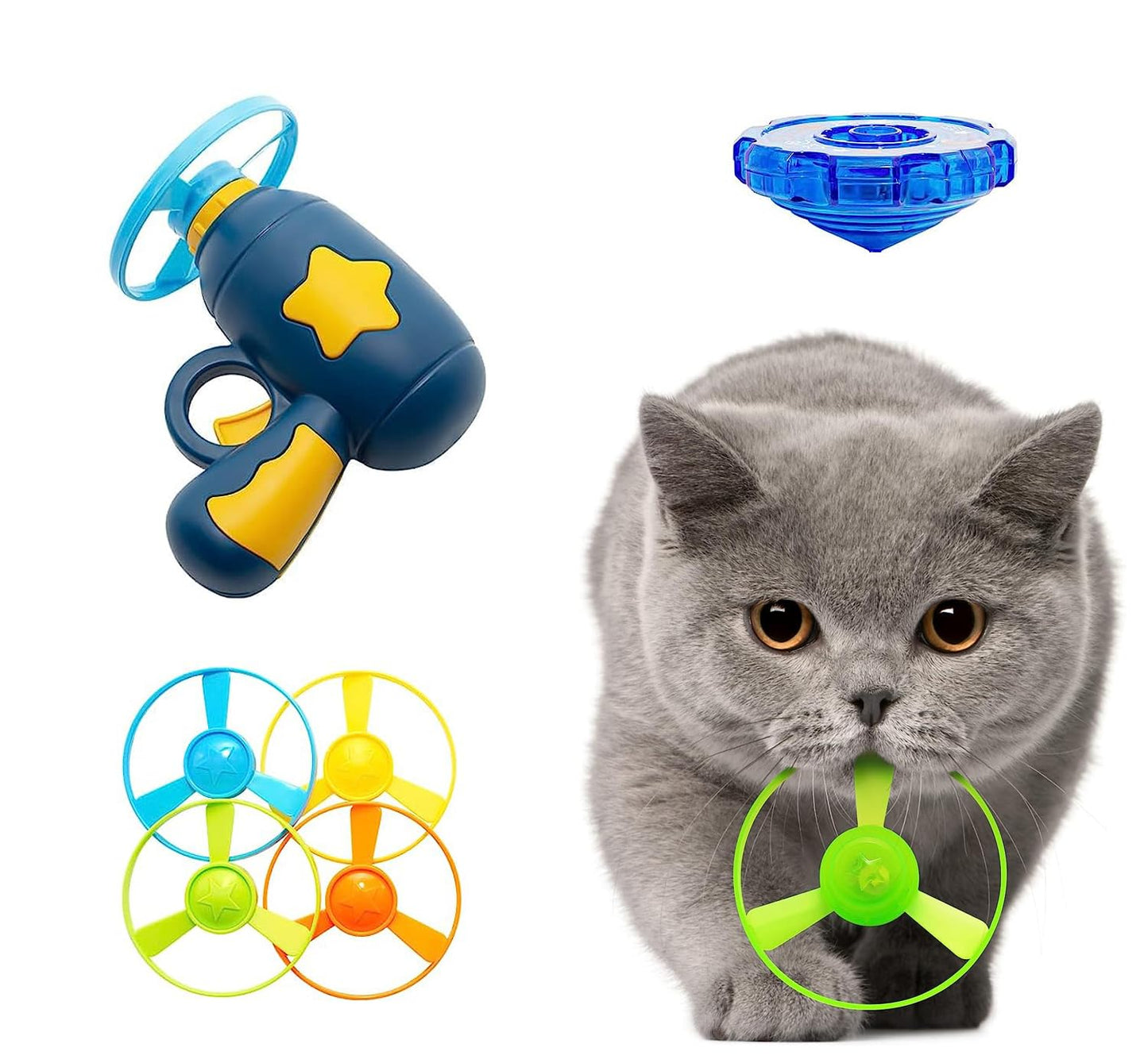 🔥7 piece set Interactive LED Flying Disc Launcher & Fetch Toy for Cats🐱