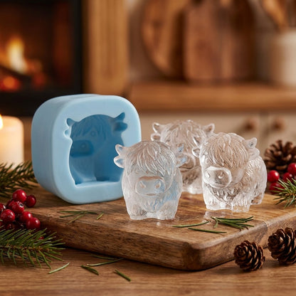 ⏳Last Day Special Price ￡7.99!!🐮 Mini Highland Cow Ice Cube Mold – Cute 3D Ice for Drinks, Parties & Gifts