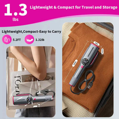 Garment steamer for clothes, hand steamer & iron 2 in 1, 15-second rapid heating, large control panel, 100-240 V wide voltage, suitable for worldwide travel, Christmas gifts