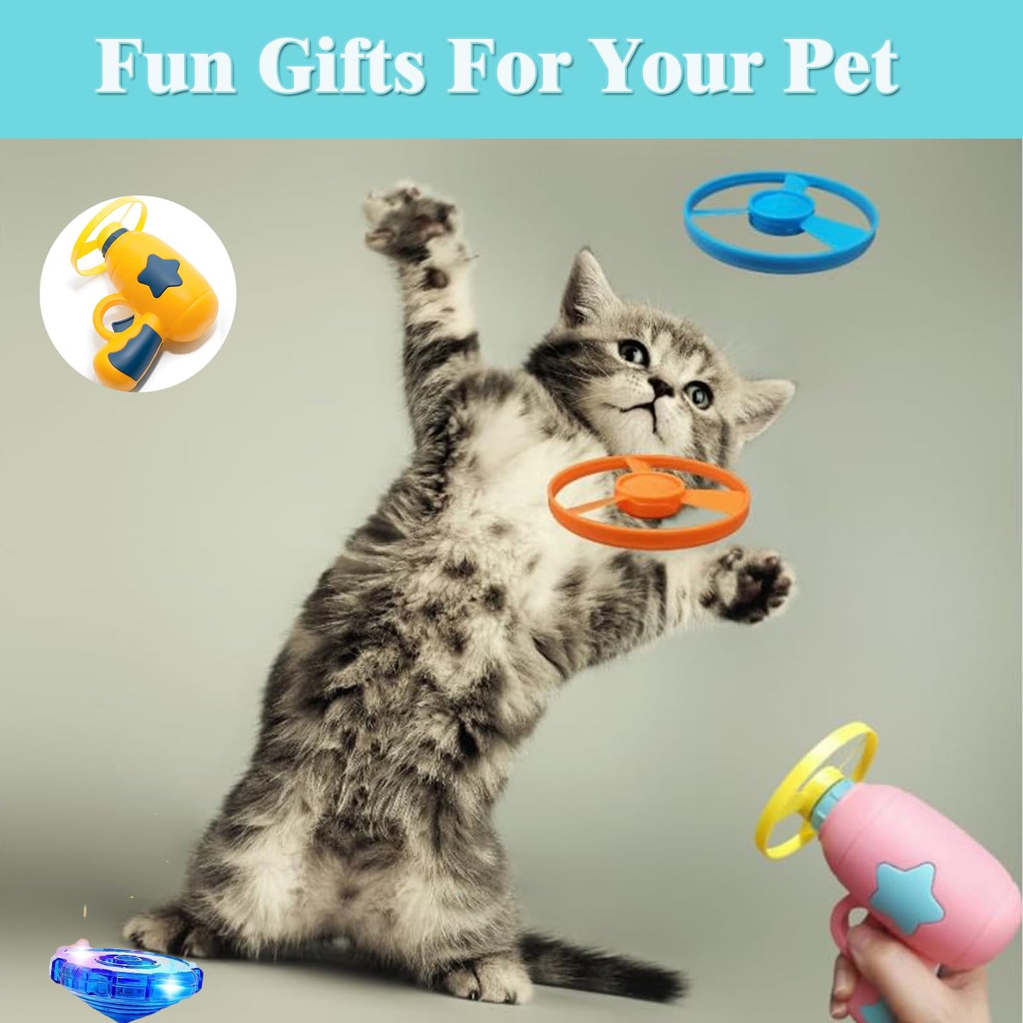 🔥7 piece set Interactive LED Flying Disc Launcher & Fetch Toy for Cats🐱