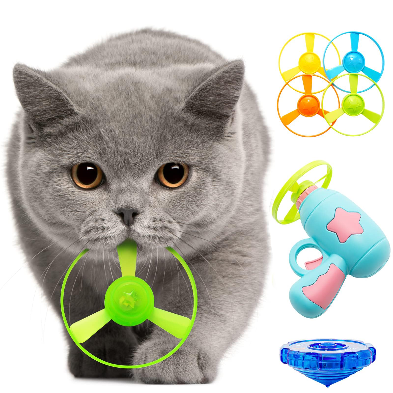 🔥7 piece set Interactive LED Flying Disc Launcher & Fetch Toy for Cats🐱