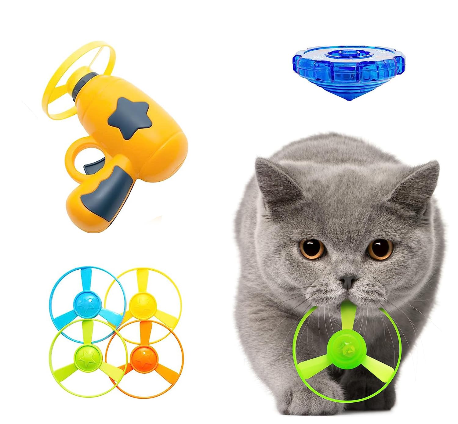 🔥7 piece set Interactive LED Flying Disc Launcher & Fetch Toy for Cats🐱