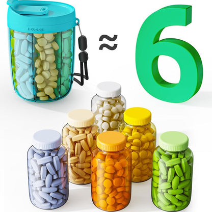 🎁Last Day Promotion 60% OFF🔥Pill Dispenser Bottle with 6 Compartments | Never Miss a Dose Again! 💊⏰