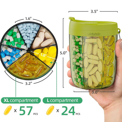 🎁Last Day Promotion 60% OFF🔥Pill Dispenser Bottle with 6 Compartments | Never Miss a Dose Again! 💊⏰