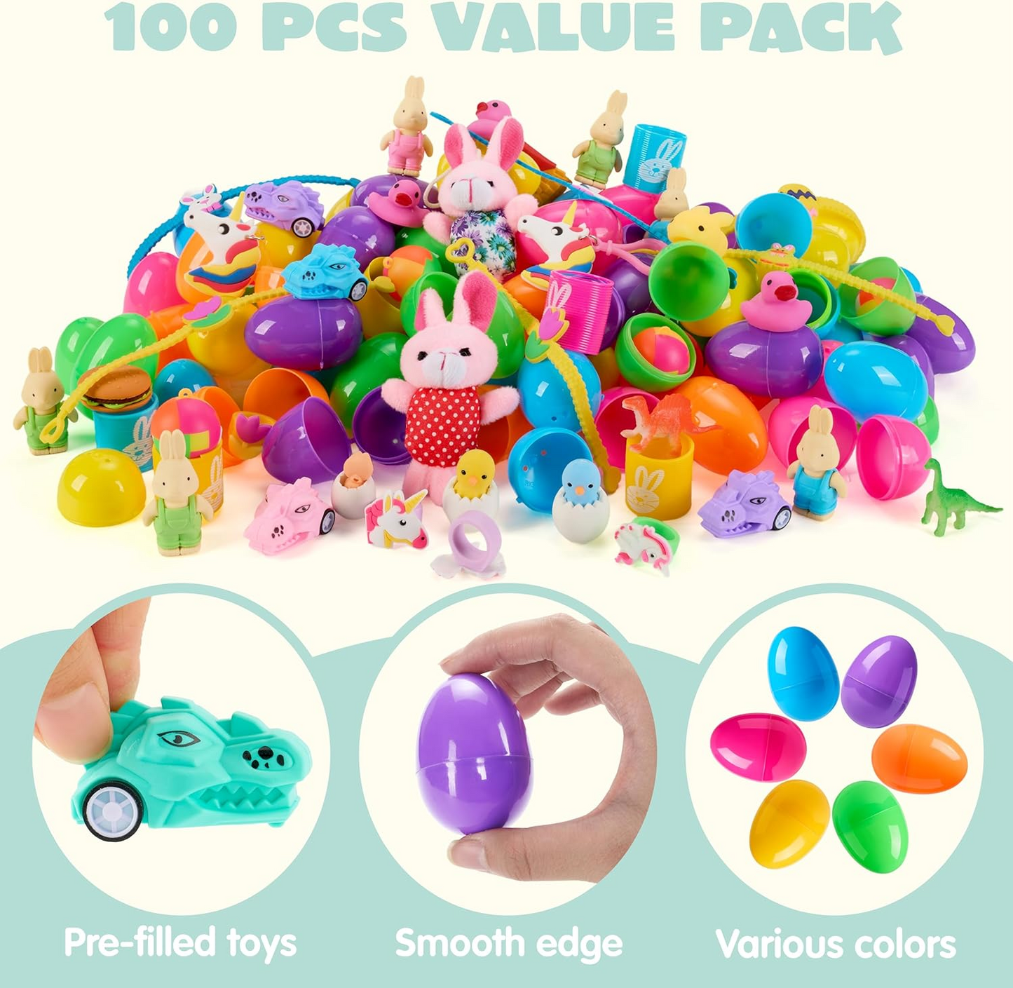 🎉 Kids Easter Eggs Prefilled with Toys | Perfect Egg Hunt Kit/120pcs
