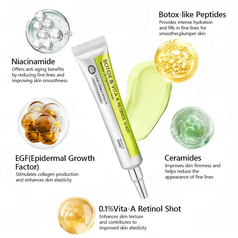 𝑶𝒇𝒇𝒊𝒄𝒊𝒂𝒍 𝑺𝒕𝒐𝒓𝒆👍| Regain youthful skin nown 💫STDEI® BOTOX & VITA A RETINOL SHOT Wrinkle Lift Tightening Cream