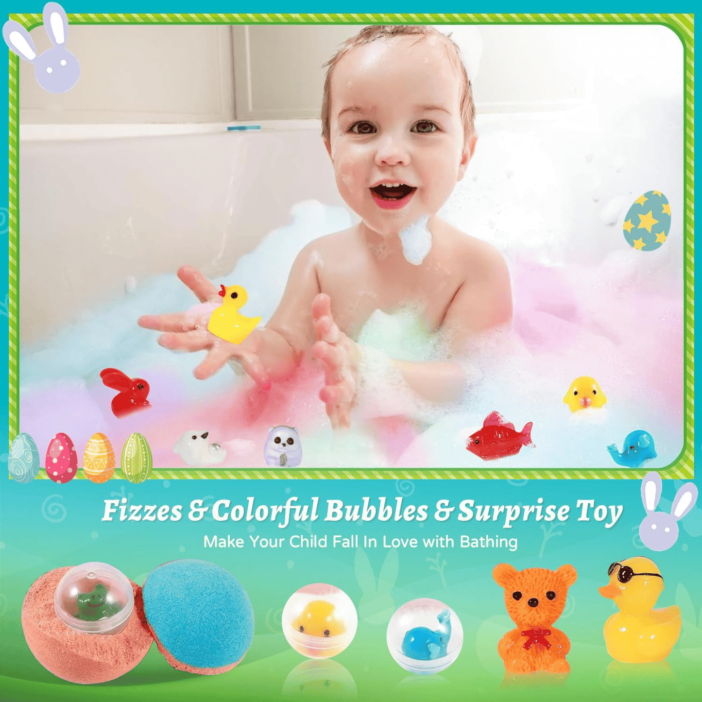 ⏰LAST DAY 50% OFF ✨ Natural Bath Bombs for Kids with Mega Bubbles & Surprise Inside 🥚🛁 One Bomb Fills the Whole Tub 🎁