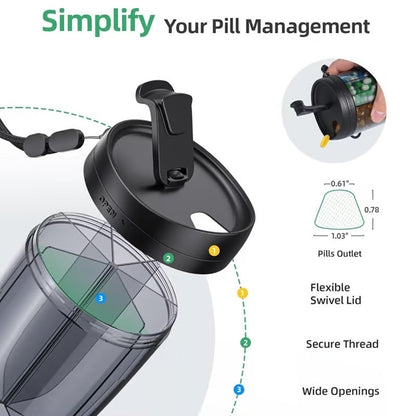 🎁Last Day Promotion 60% OFF🔥Pill Dispenser Bottle with 6 Compartments | Never Miss a Dose Again! 💊⏰