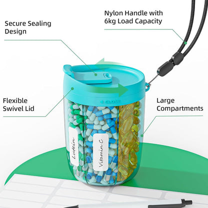 🎁Last Day Promotion 60% OFF🔥Pill Dispenser Bottle with 6 Compartments | Never Miss a Dose Again! 💊⏰