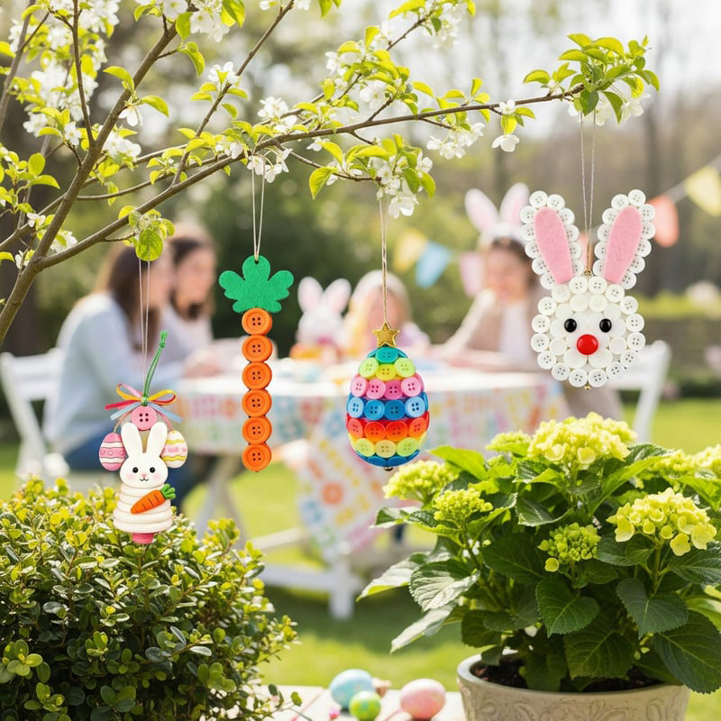 🐰🎨 DIY Easter Button Pendants – Fun, Easy & Perfect for All Ages! 🥕🌸