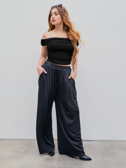🔥LAST DAY SALE- ONLY £13.99!!⚡80K+ SOLD!💝Women's High Elastic Wide Leg Pants with Pocket