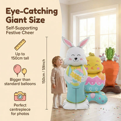 🎁EASTER HOT SALE – 49% OFF!!🐰🎉3Giant 3D Standing Bunny Balloon Self-Supporting Festive Cheer