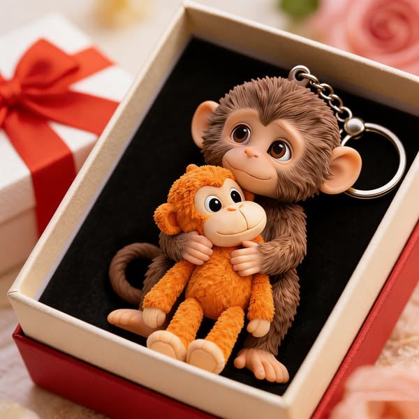 🐵💕Monkey Hugging Monkey Acrylic Keychain