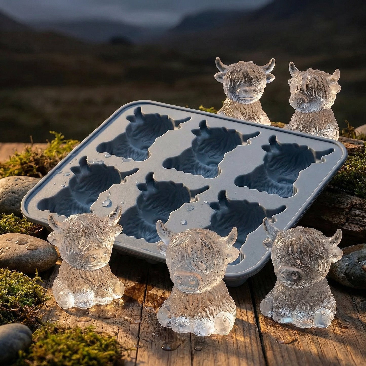 ⏳Last Day Special Price ￡7.99!!🐮 Mini Highland Cow Ice Cube Mold – Cute 3D Ice for Drinks, Parties & Gifts