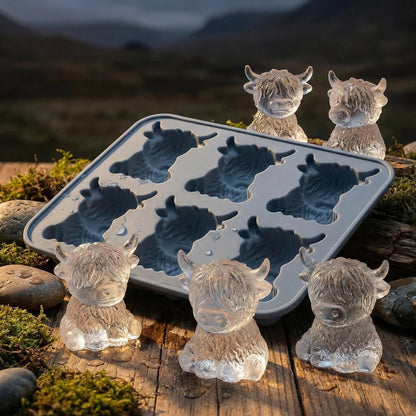 ⏳Last Day Special Price ￡7.99!!🐮 Mini Highland Cow Ice Cube Mold – Cute 3D Ice for Drinks, Parties & Gifts