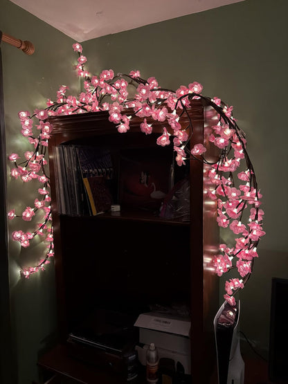 🌸 DIY Enchanted Cherry Vine Lights – 7.55FT 8 Modes Remote for Home Decor✨
