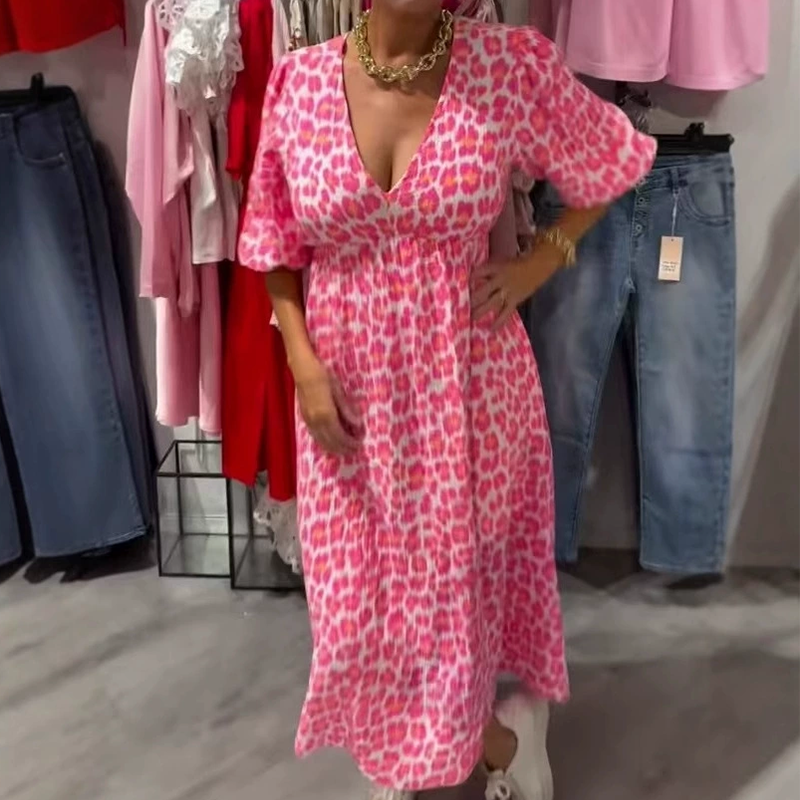 🌸Summer Limited Sale 50% OFF🎨 Women's V-Neck Printed Dress – Brushstrokes of Summer🌺