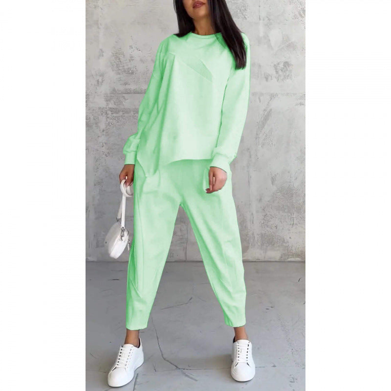⏰Limited Time Offer 50% OFF🧡Women Long-Sleeve Irregular Hem Sweatshirts & Pants Set