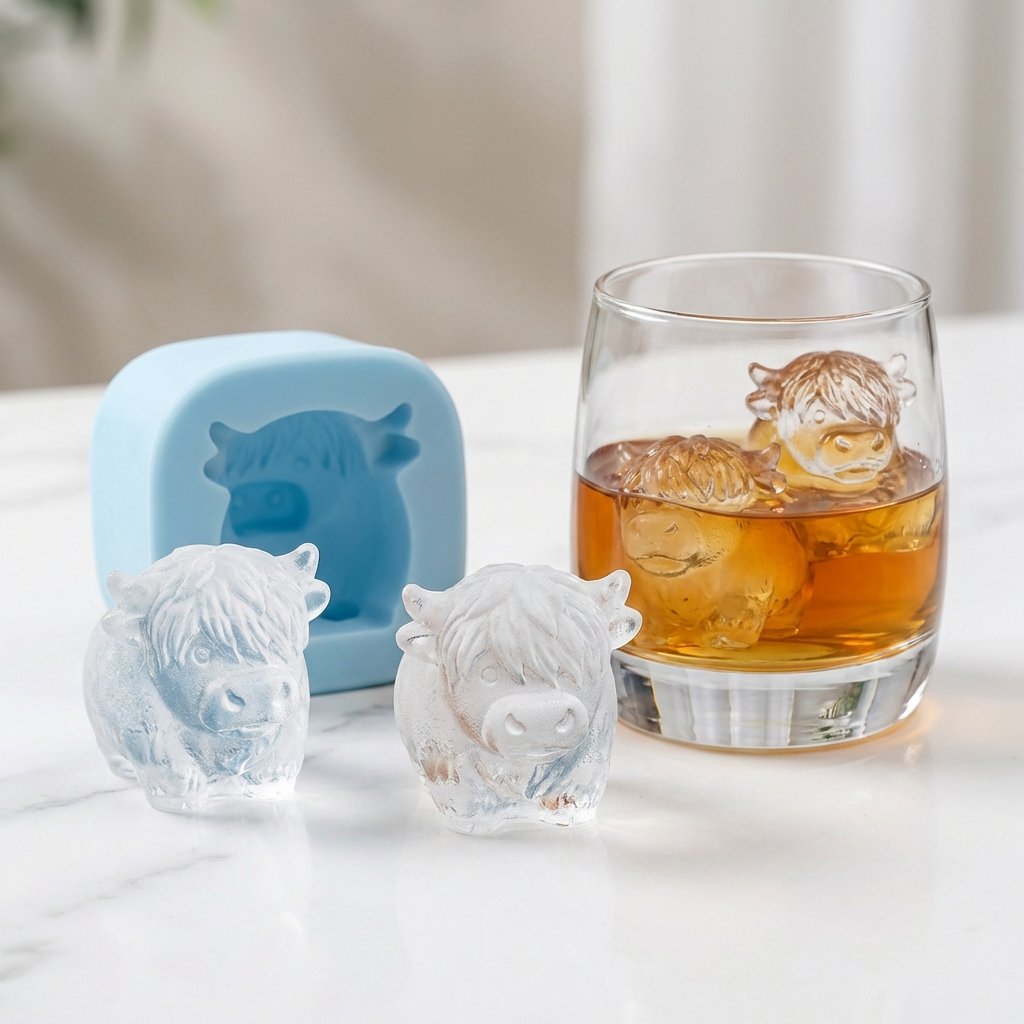 ⏳Last Day Special Price ￡7.99!!🐮 Mini Highland Cow Ice Cube Mold – Cute 3D Ice for Drinks, Parties & Gifts