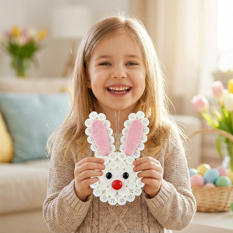 🐰🎨 DIY Easter Button Pendants – Fun, Easy & Perfect for All Ages! 🥕🌸