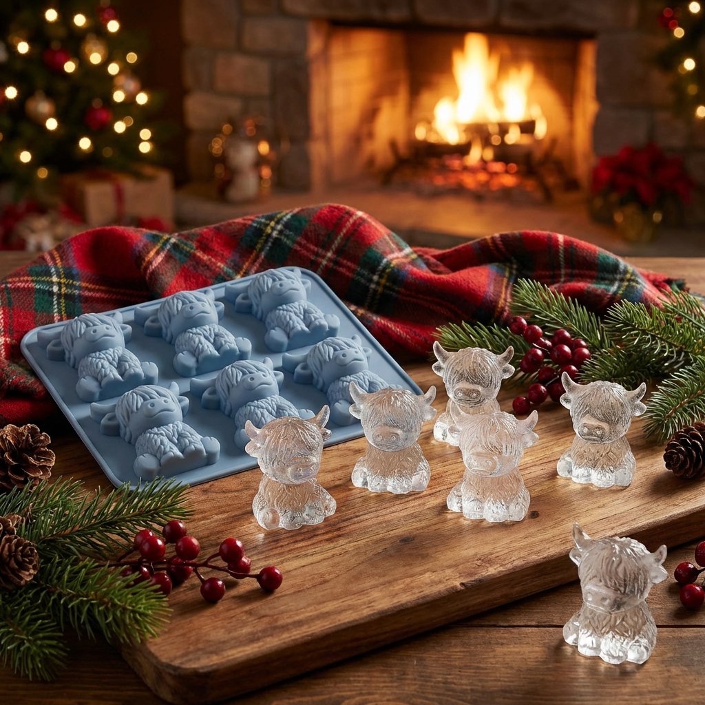 ⏳Last Day Special Price ￡7.99!!🐮 Mini Highland Cow Ice Cube Mold – Cute 3D Ice for Drinks, Parties & Gifts