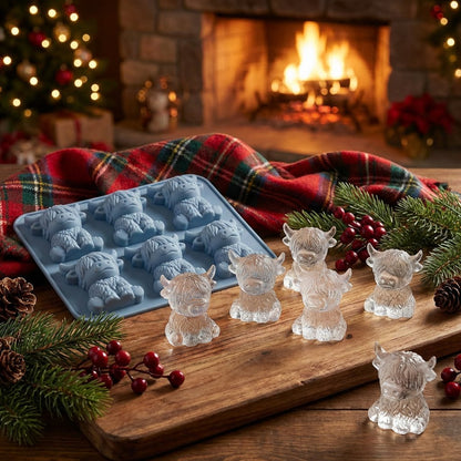 ⏳Last Day Special Price ￡7.99!!🐮 Mini Highland Cow Ice Cube Mold – Cute 3D Ice for Drinks, Parties & Gifts
