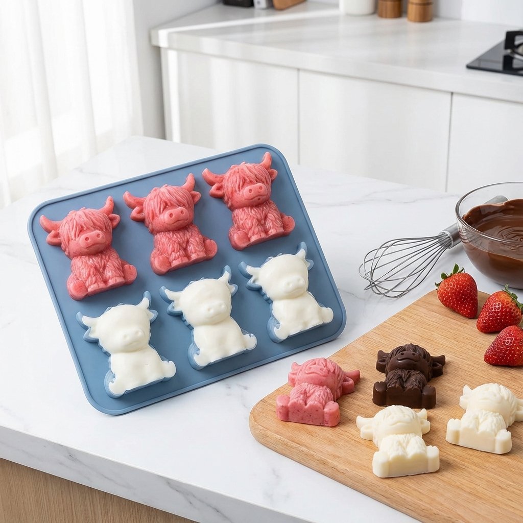 ⏳Last Day Special Price ￡7.99!!🐮 Mini Highland Cow Ice Cube Mold – Cute 3D Ice for Drinks, Parties & Gifts