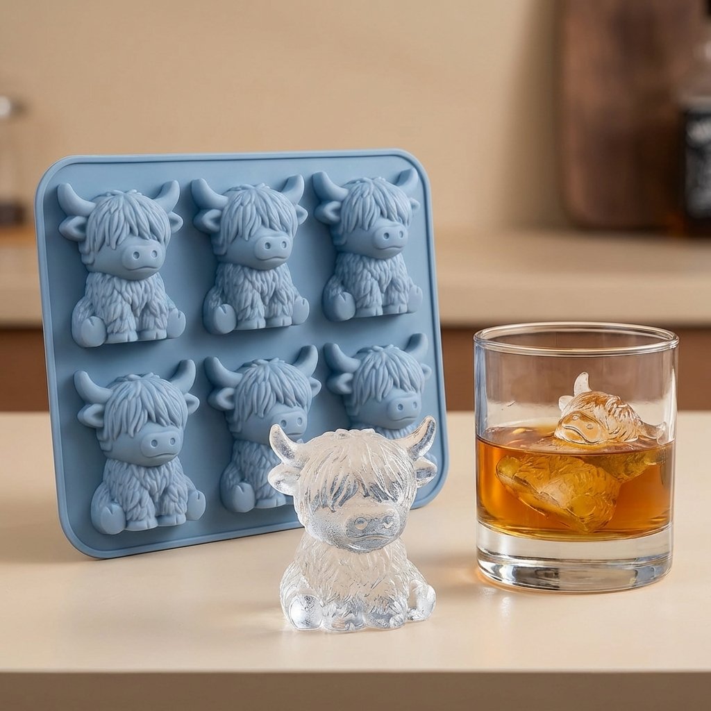 ⏳Last Day Special Price ￡7.99!!🐮 Mini Highland Cow Ice Cube Mold – Cute 3D Ice for Drinks, Parties & Gifts
