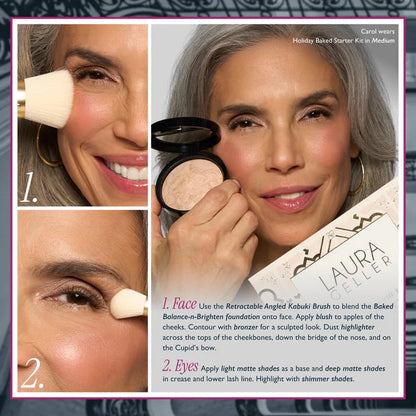 Tuscan Dreams Holiday Baked Starter Kit (4PC)-- Full Face Makeup Palette, Foundation with Limited Edition Brushes