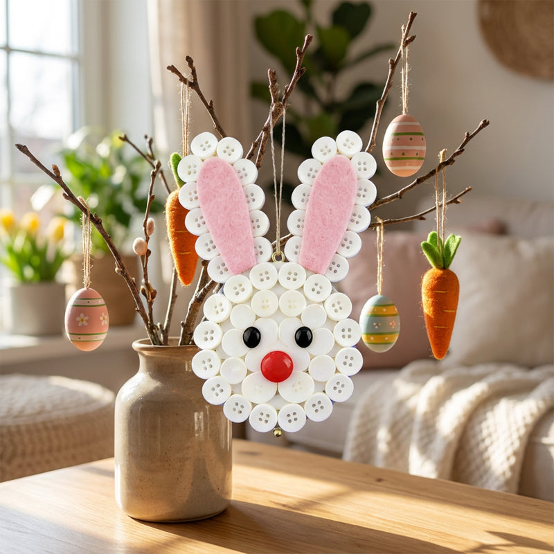 🐰🎨 DIY Easter Button Pendants – Fun, Easy & Perfect for All Ages! 🥕🌸