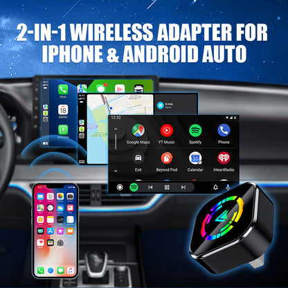 📢📢LAST DAY SALE 50% OFF!🔥2-in-1 Wireless Adapter for iPhone & Android Auto