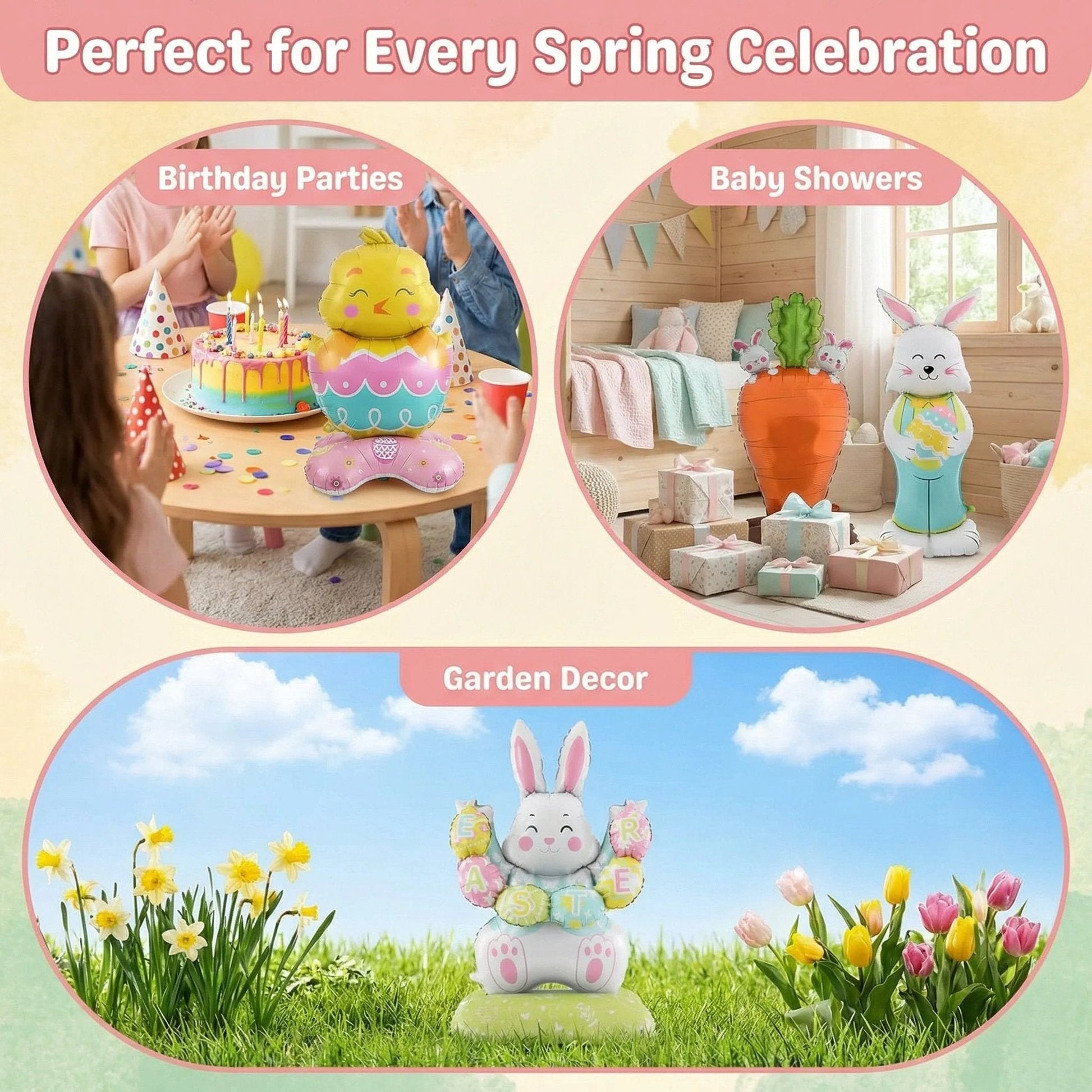 🎁EASTER HOT SALE – 49% OFF!!🐰🎉3Giant 3D Standing Bunny Balloon Self-Supporting Festive Cheer