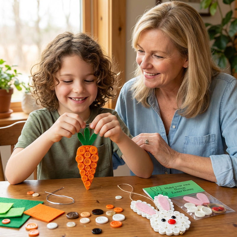 🐰🎨 DIY Easter Button Pendants – Fun, Easy & Perfect for All Ages! 🥕🌸