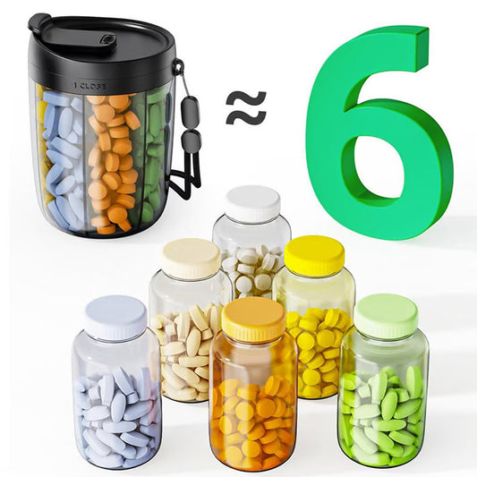 🎁Last Day Promotion 60% OFF🔥Pill Dispenser Bottle with 6 Compartments | Never Miss a Dose Again! 💊⏰