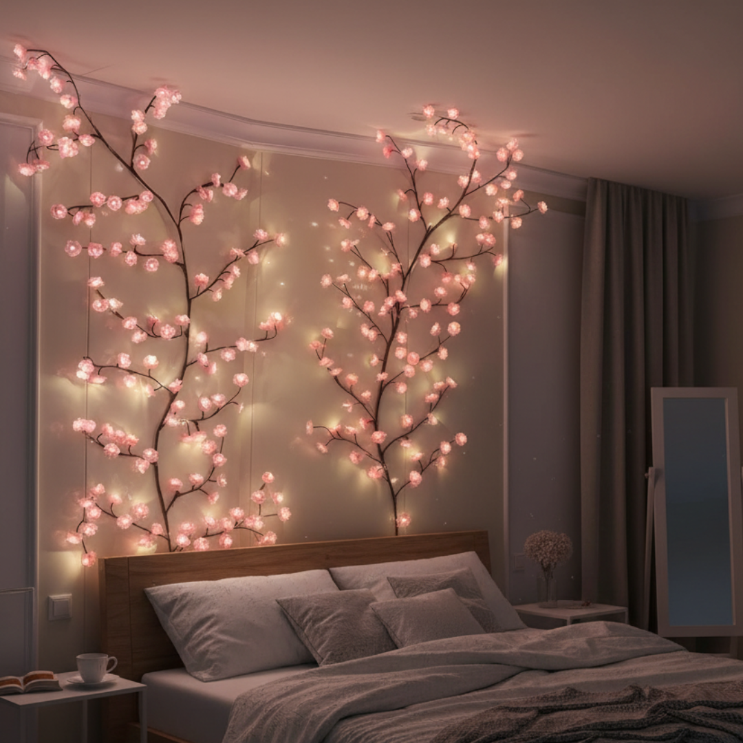 🌸 DIY Enchanted Cherry Vine Lights – 7.55FT 8 Modes Remote for Home Decor✨