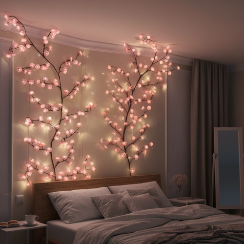 🌸 DIY Enchanted Cherry Vine Lights – 7.55FT 8 Modes Remote for Home Decor✨
