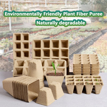 🔥 Limited time🎉120 Cells Seed Starter Tray, 10 Pack Biodegradable Peat Pots with 100 Labels, Plant Starter Kit for Seedlings